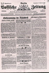 Vossische Zeitung, Quelle: Preußisches Staatsarchivs Preußischer Kulturbesitz